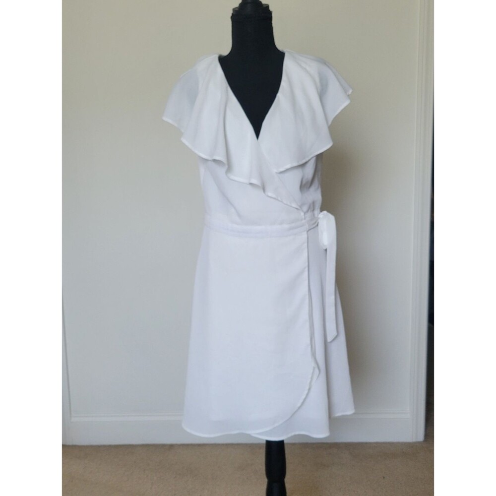 GB White Ruffle Wrap Dress Coquette LWD Soft Girl Size L